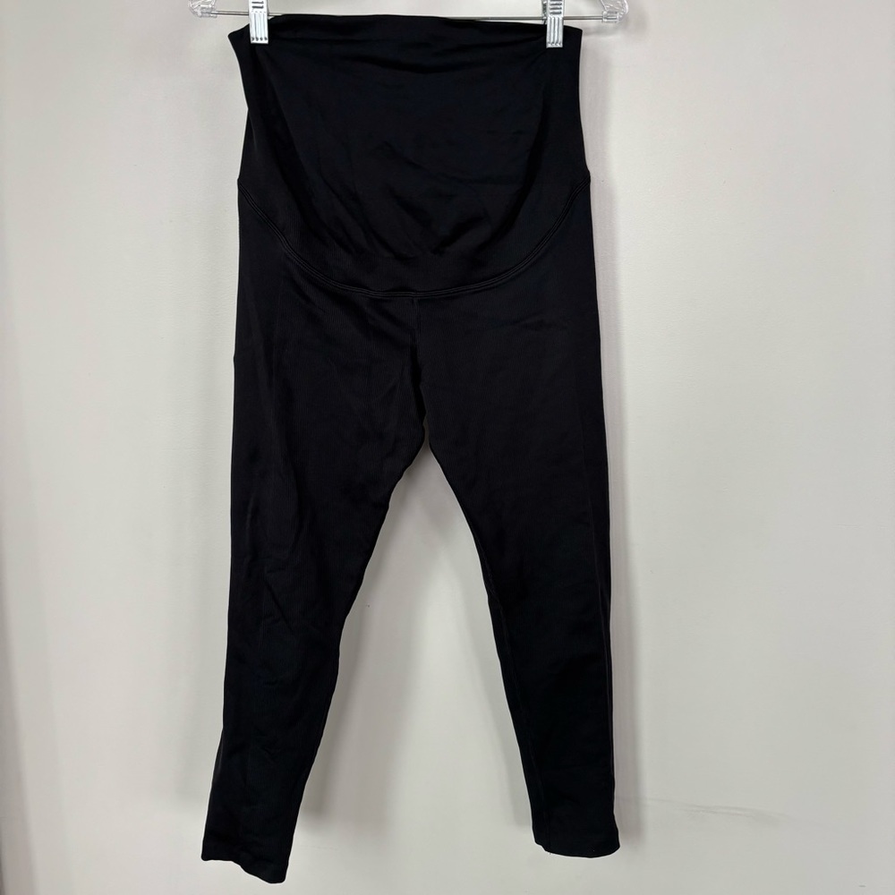 Athleta Black‎ Ribbed High-Waisted Maternity Leggings Size XL